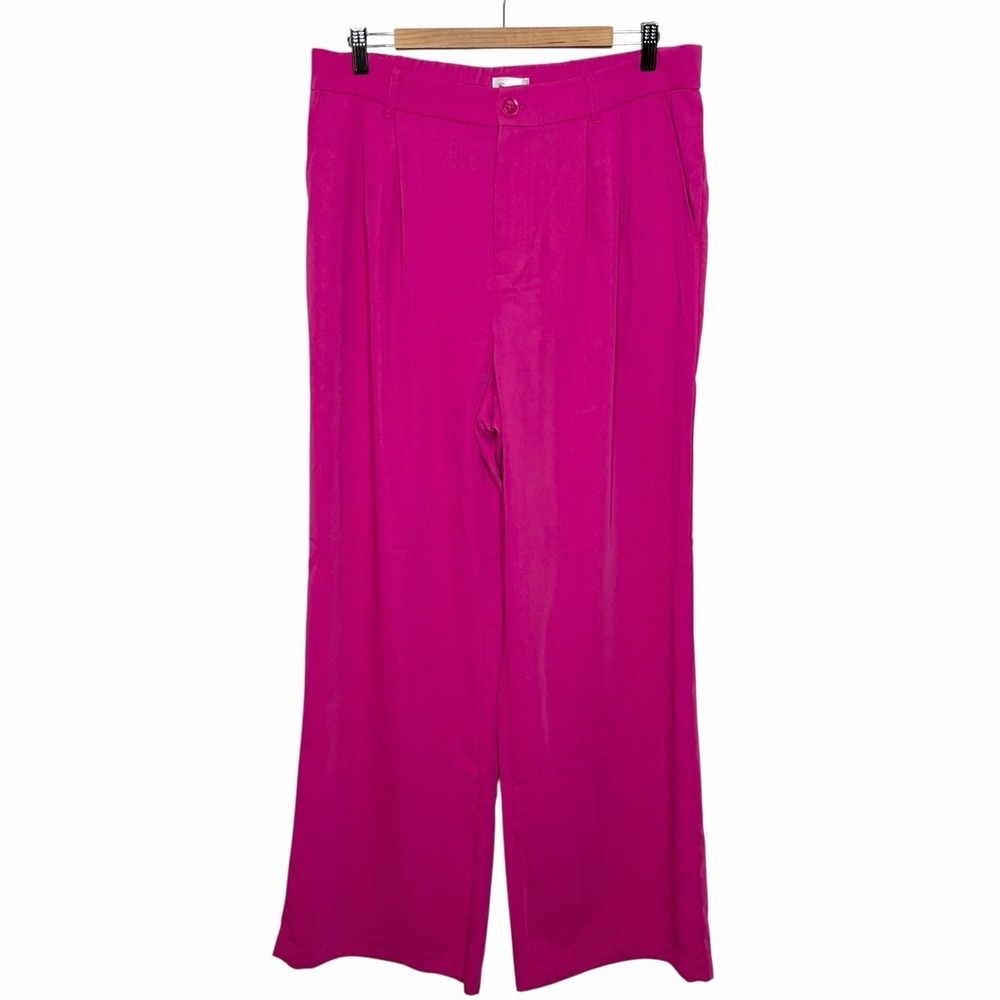 Gemma + Jane Pink Pleated High Rise Wide Leg Dress Pants Womens XL Trousers